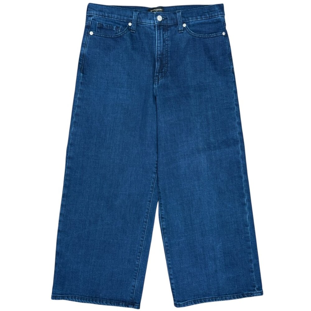 EUC Women's BANANA REPUBLIC Wide-Leg Crop Jean Dark Wash‎ | Size 31/12